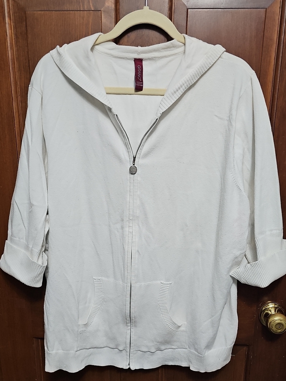 Gitano Cream Hooded Zip-Up Jacket